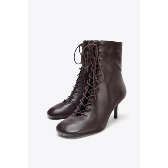ZARA LEATHER KITTEN ANKLE BOOTS - Picture 1 of 7
